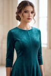 Rochie Katherine din catifea turquoise, cu croiala in clini