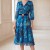 Rochie de ocazie Liona din voal turquoise cu accente aurii, captuseala si curea