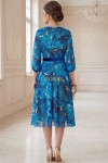 Rochie de ocazie Liona din voal turquoise cu accente aurii, captuseala si curea