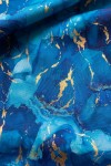 Rochie de ocazie Liona din voal turquoise cu accente aurii, captuseala si curea