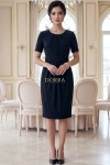 Rochie office Lucille neagra cu fronseuri in talie si pliuri la decolteu