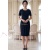Rochie office Lucille neagra cu fronseuri in talie si pliuri la decolteu