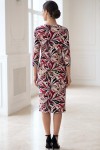 Rochie Lynn din jerse de vâscoză cu imprimeu abstract, mânecă 3/4 și buzunare