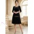 Rochie Medeea din catifea neagra, cu aplicatie la decolteu si croiala clos
