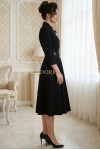 Rochie office Napoli din stofa neagra, cu esarfa si curea