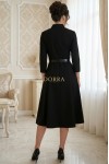 Rochie office Napoli din stofa neagra, cu esarfa si curea