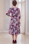 Rochie Olimpia din voal vișiniu abstract, piepții petrecuți și curea