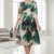 Rochie de zi Oliveira din barbie cu imprimeu abstract verde, maneci 3/4, croiala lejera