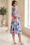 Rochie de zi Oliveira din barbie cu imprimeu abstract multicolor, maneci scurte, croiala lejera