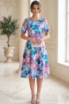 Rochie de zi Oliveira din barbie cu imprimeu abstract multicolor, maneci scurte, croiala lejera