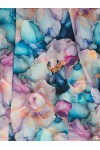 Rochie de zi Oliveira din barbie cu imprimeu abstract multicolor, maneci scurte, croiala lejera