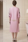 Rochie de zi Orchid din stofa roz prafuit cu imprimeu floral, croială largă și mânecă din voal