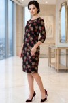 Rochie Palloma cu croiala usor cambrata, imprimeu flori bej, maneca 3/4 si buzunare