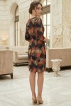 Rochie Palloma cu croiala usor cambrata, imprimeu geometric multicolor, maneca 3/4 si buzunare