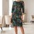Rochie Palloma cu croiala usor cambrata, imprimeu turquoise, maneca 3/4 si buzunare