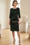 Rochie Palloma cu croială ușor cambrată, imprimeu geometric verde, mânecă 3/4 și buzunare