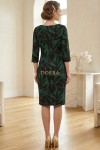 Rochie Palloma cu croială ușor cambrată, imprimeu geometric verde, mânecă 3/4 și buzunare