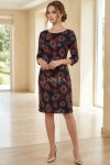 Rochie Palloma cu croială ușor cambrată, bleumarin imprimat, mânecă 3/4 și buzunare