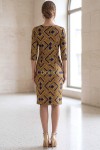 Rochie Palloma cu croială ușor cambrată, bleumarin cu galben muștar, mânecă 3/4 și buzunare