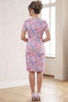Rochie de zi Perla cu imprimeu piersiciu, ușor cambrată, cu mânecă scurtă