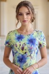 Rochie de zi Perla cu imprimeu vernil, ușor cambrată, cu mânecă scurtă