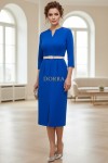 Rochie Raisa din jerse albastru regal, cu pense in talie si curea
