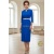 Rochie Raisa din jerse albastru regal, cu pense in talie si curea