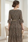 Rochie midi Raluca din voal cu imprimeu flori mici și volane