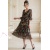 Rochie Raluca din voal negru cu imprimeu floral multicolor si volane