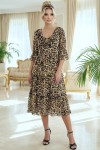Rochie Raluca din voal animal print, cu incretituri in talie si volane