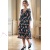Rochie midi Raluca din voal verde cu imprimeu floral, fir lame, căptușeală și volane
