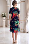 Rochie de zi Robertina din lycra cu imprimeu abstract negru imprimat si maneca scurta