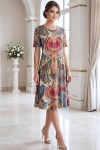 Rochie de zi Robertina din lycra cu imprimeu Paisley si maneca scurta