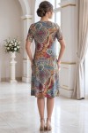 Rochie de zi Robertina din lycra cu imprimeu Paisley si maneca scurta