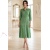 Rochie midi stil boho Rozanne din vâscoză verde, cu nasturi și crăpătură
