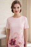 Rochie de zi Sara roz, usor cambrata, cu imprimeu floral