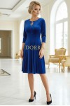 Rochie Sorana din catifea albastru regal, cu decupaj la decolteu