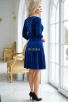 Rochie Sorana din catifea albastru regal, cu decupaj la decolteu
