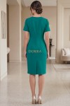 Rochie office Star din stofă verde, cu mânecă scurtă și accesoriu în talie