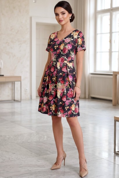 Rochie Vivianne din denim ușor elastic, cu pliuri în talie și buzunare