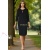 Rochie office Carisma neagra cu fronseuri si decupaj la decolteu