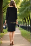 Rochie office Carisma neagra cu fronseuri si decupaj la decolteu