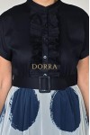Rochie Dallas din bumbac bleumarin, cu jabou si curea