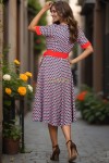 Rochie de zi Isabel cu croiala clos, model in diagonala si cordon