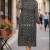 Rochie Jade neagra din voal imprimat, cu maneca lunga si elastic in talie