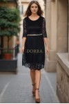 Rochie Rafaela din dantela neagra cu maneca 3/4