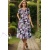Rochie midi Rylie gri cu accente bordeaux, croiala clos si buzunare