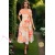 Rochie midi Rylie cu imprimeu galben/portocaliu, croiala clos si buzunare