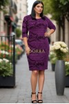 Rochie marime mare Wendy din jerse mov cu imprimeu din catifea