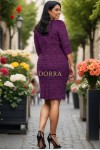 Rochie marime mare Wendy din jerse mov cu imprimeu din catifea
